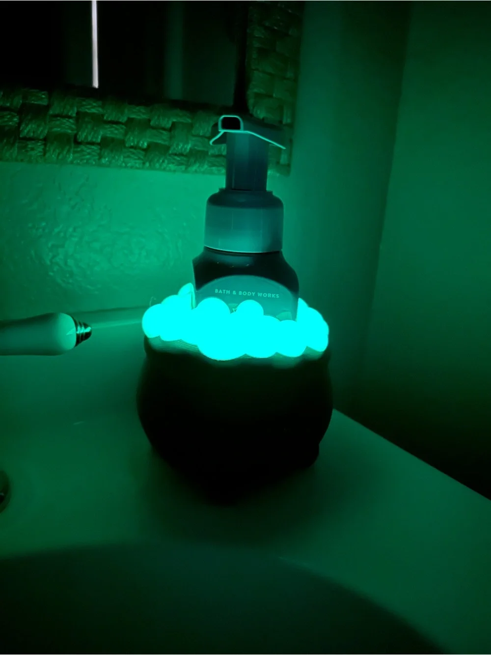 GITD Halloween Bubbling Cauldron Soap Holder for Bath & Body Works Soap Bottles